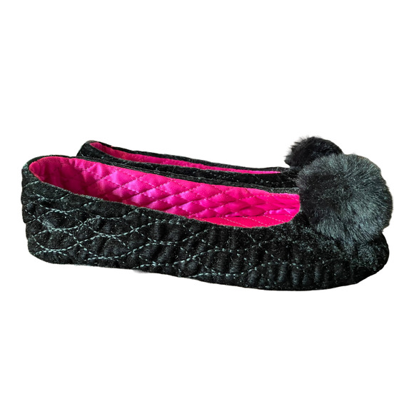 NWT Kate Spade New York Women's Fluffed Black Slippers Ballet Slippers Shoes - Picture 1 of 12